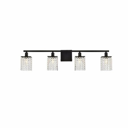 CLING Phineas 4 Lights Bath Sconce In Black with Clear Crystals CL2960219
